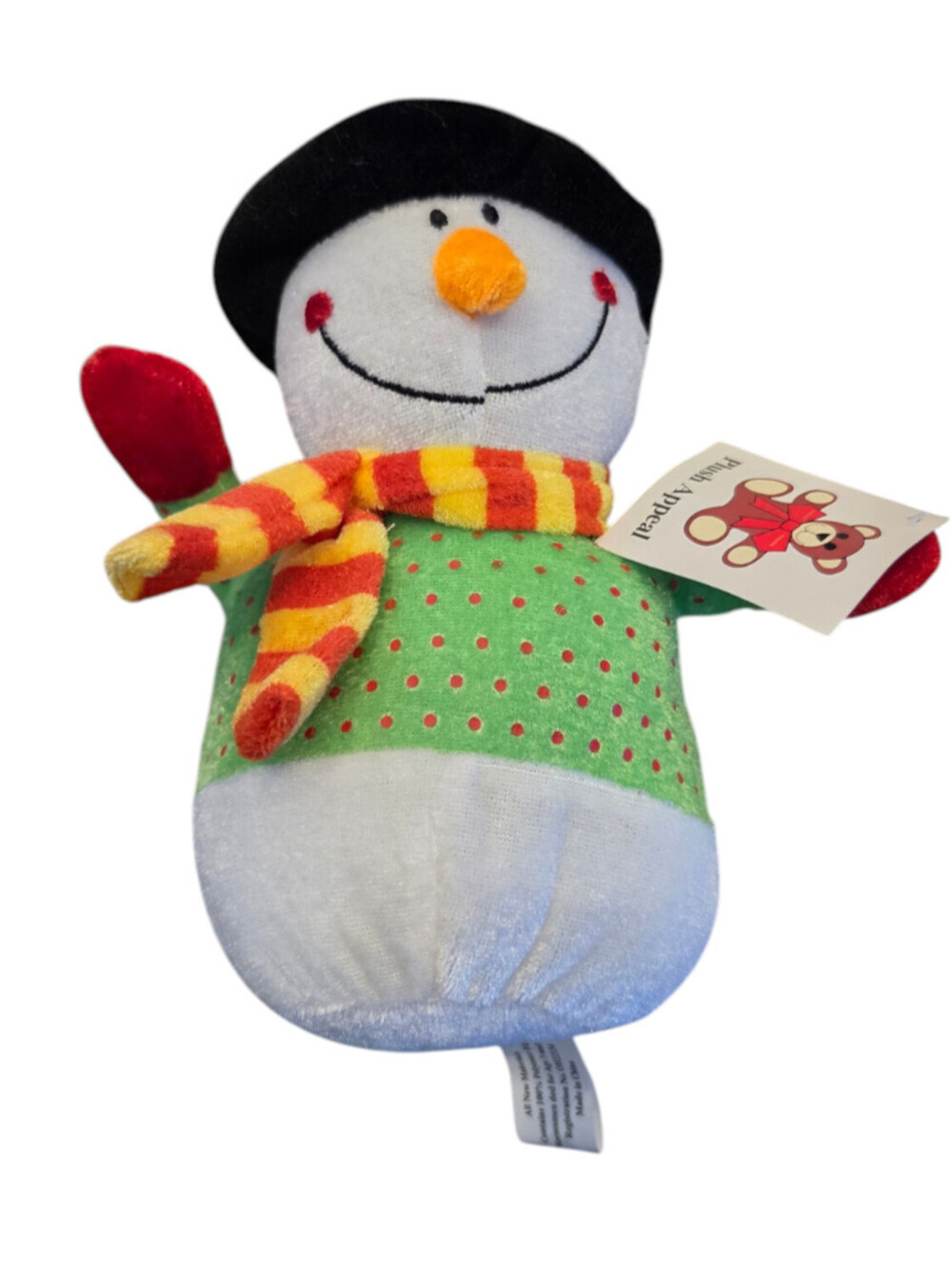 Vintage Y2K Plush Appeal Holiday Snowman Stuffed Animal Bright Colors NEW